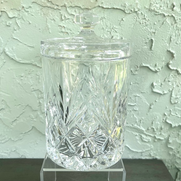 BOHEMIAN Czech Cut Brilliant Crystal Cookie Jar - Picture 2 of 5